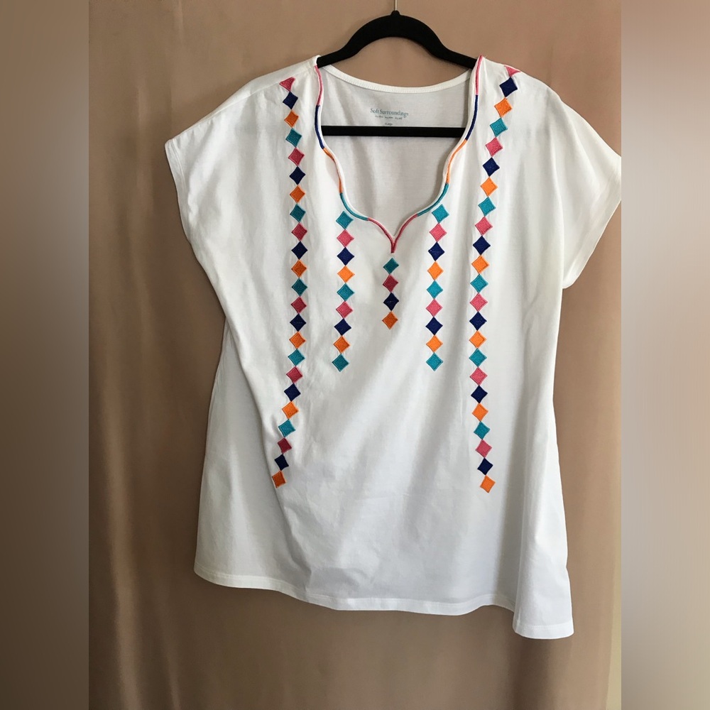 Soft surroundings embroidered top